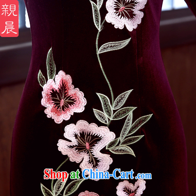 pro-am 2015 new cheongsam dress spring and summer is short, the velvet cheongsam dress improved stylish mom is short, 3 XL, pro-am, shopping on the Internet