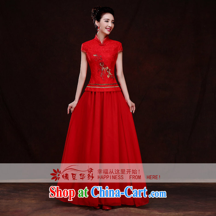 The china yarn 2015 new spring clothes toasting cheongsam Chinese improved marriage dresses red cultivating short-sleeved bridal cheongsam dress red M pictures, price, brand platters! Elections are good character, the national distribution, so why buy now enjoy more preferential! Health