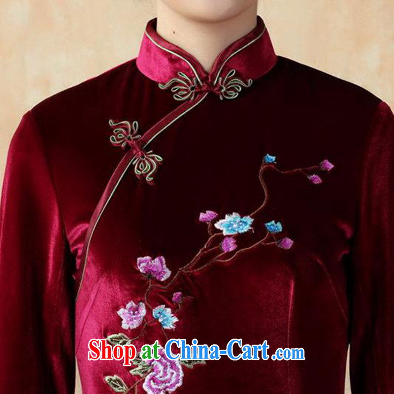 According to fuser stylish new ladies retro improved Chinese qipao, for a tight embroidered short, Sau San Tong with cheongsam dress LGD/TD 0010 #wine red 2 XL, fuser, and shopping on the Internet