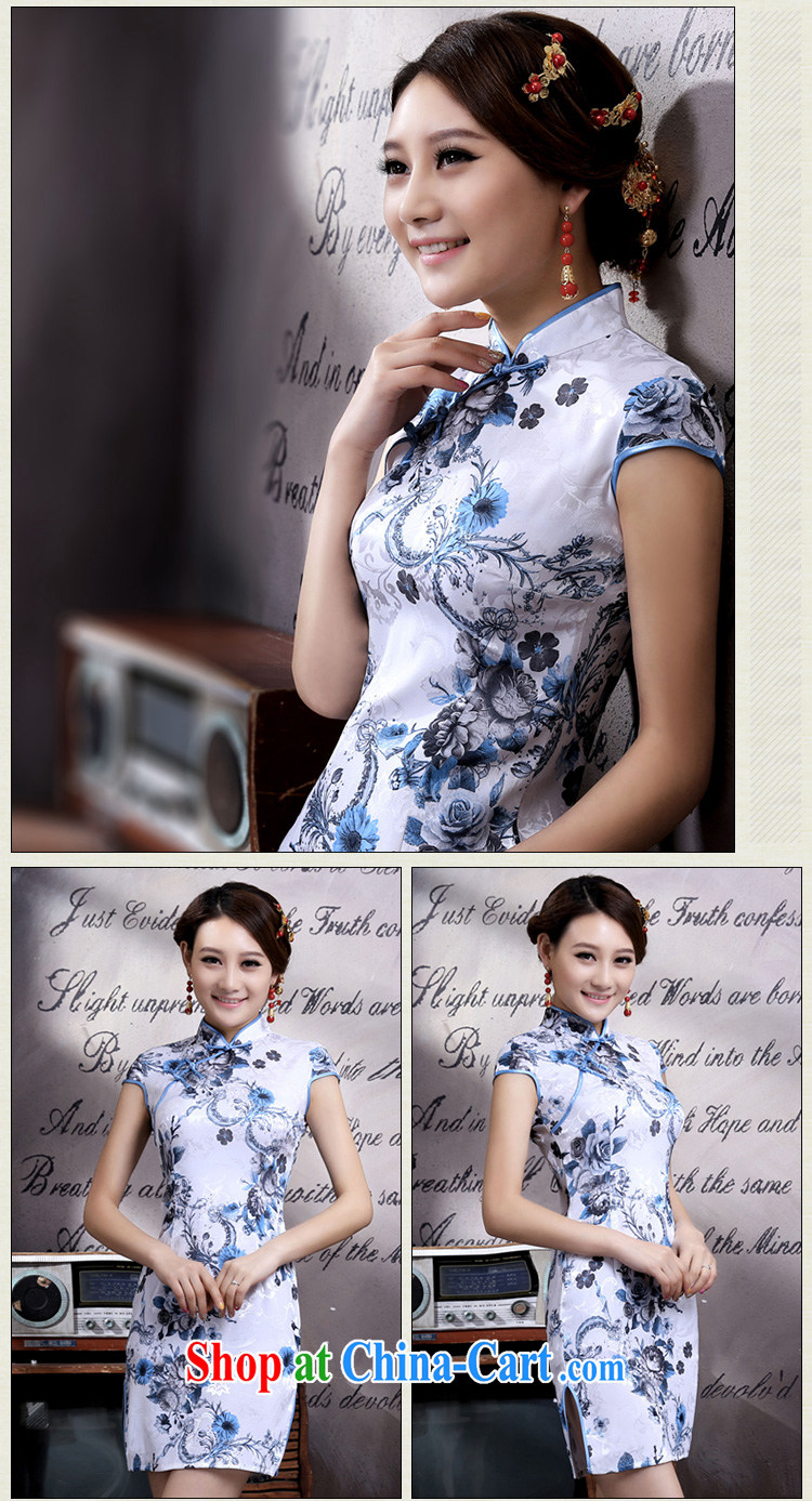 A Chinese qipao 2015 spring retro improved short daily Tang decorated in blue and white porcelain summer stylish girl dresses cheongsam blue and white porcelain XL pictures, price, brand platters! Elections are good character, the national distribution, so why buy now enjoy more preferential! Health