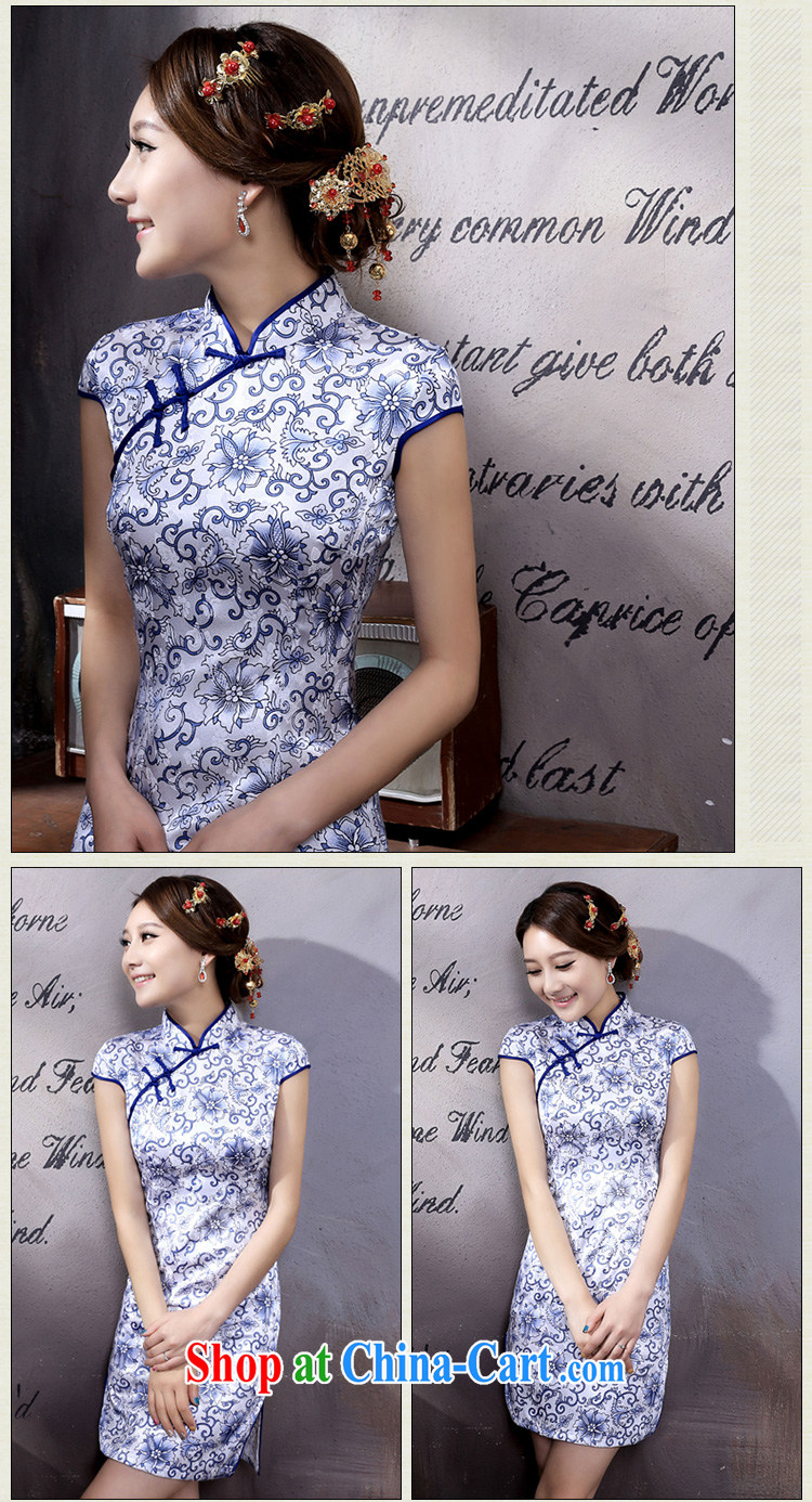 A Chinese qipao 2015 spring retro improved short daily Tang decorated in blue and white porcelain summer stylish girl dresses cheongsam blue and white porcelain XL pictures, price, brand platters! Elections are good character, the national distribution, so why buy now enjoy more preferential! Health