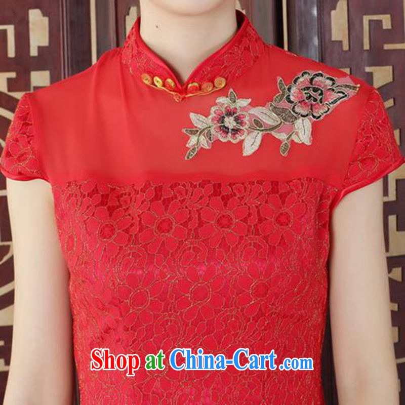 According to fuser stylish new ladies Ethnic Wind improved Chinese qipao, for stitching embroidered beauty short Chinese qipao dress LGD/D 0254 #red 2 XL, fuser, and shopping on the Internet