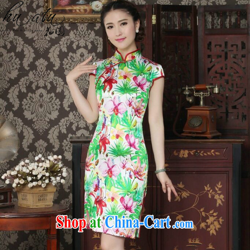 Take the Chinese Silk Cheongsam improved female, dos Santos for silk beautiful summer dresses daily banquet style dresses such as the color 2 XL, figure, shopping on the Internet