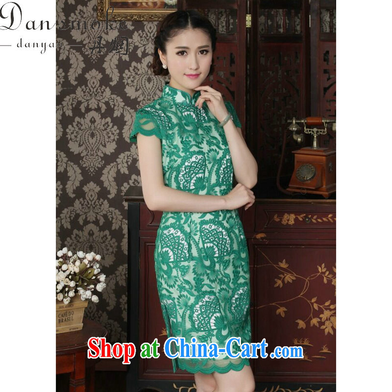 Bin Laden smoke summer new female cheongsam Chinese improved, territorial waters soluble lace stylish beautiful Openwork lace cheongsam dress such as the color XL, Bin Laden smoke, shopping on the Internet