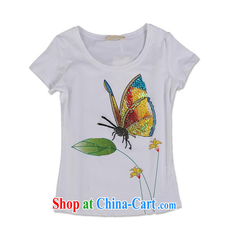 hamilton 2015 spring and summer, female high quality pure cotton short-sleeved shirt T butterfly manually staple Pearl inserts drill Europe T shirt green XXXL pictures, price, brand platters! Elections are good character, the national distribution, so why buy now enjoy more preferential! Health
