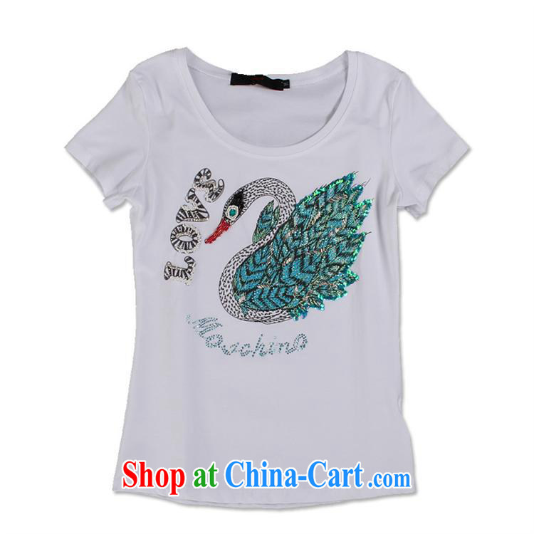 hamilton 2015 New Products girl with a short-sleeved shirt T upscale European and American female Swan manually staple Pearl inserts drill T shirt yellow XXXL pictures, price, brand platters! Elections are good character, the national distribution, so why buy now enjoy more preferential! Health