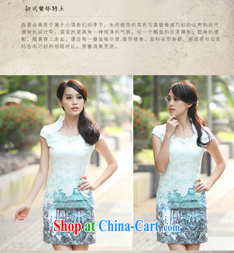 Yi Hsin Yi 2015 new summer fashion beauty improved national wind dresses retro dresses cheongsam short Indigo color S pictures, price, brand platters! Elections are good character, the national distribution, so why buy now enjoy more preferential! Health