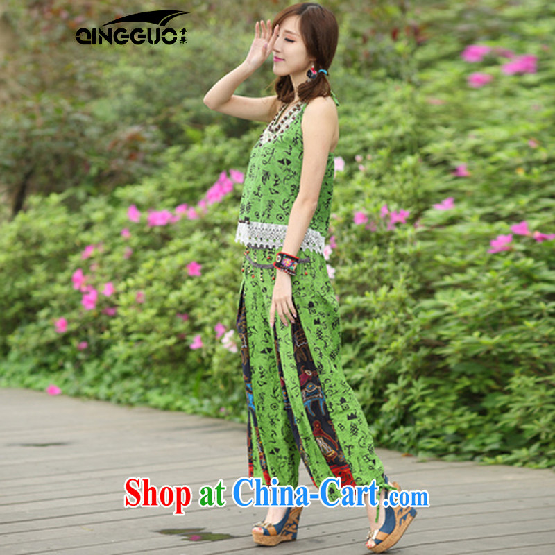 Green fruit 2015 National wind women set new summer, small vest pants two-piece 8139 white, code, and fruit (QINGGUO), online shopping