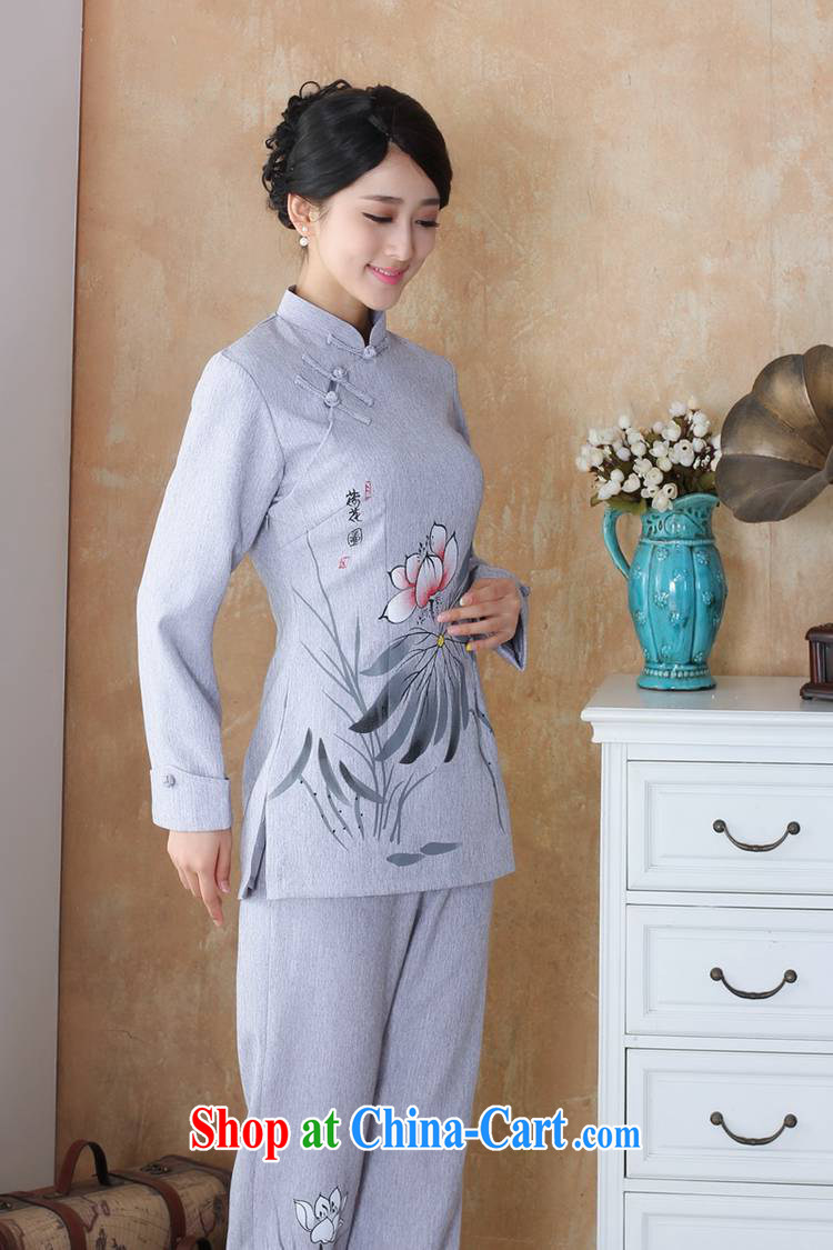 According to fuser spring new female ethnic wind improved Tang replacing the collar hand-painted cultivating long-sleeved T-shirt Chinese package WNS/2508 - 2 #Kit gray 4 XL pictures, price, brand platters! Elections are good character, the national distribution, so why buy now enjoy more preferential! Health