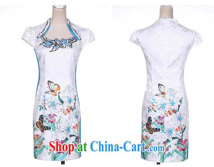 Sung Yang 2015 summer New Beauty video thin stylish fitted collar butterfly stamp short sleeve cheongsam dress red M pictures, price, brand platters! Elections are good character, the national distribution, so why buy now enjoy more preferential! Health