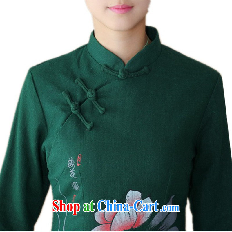 According to fuser stylish new female Ethnic Wind Chinese improved Chinese cotton the water and ink stamp Tang load package WNS/2508 - 3 #Kit dark green 4 XL, according to fuser, and shopping on the Internet