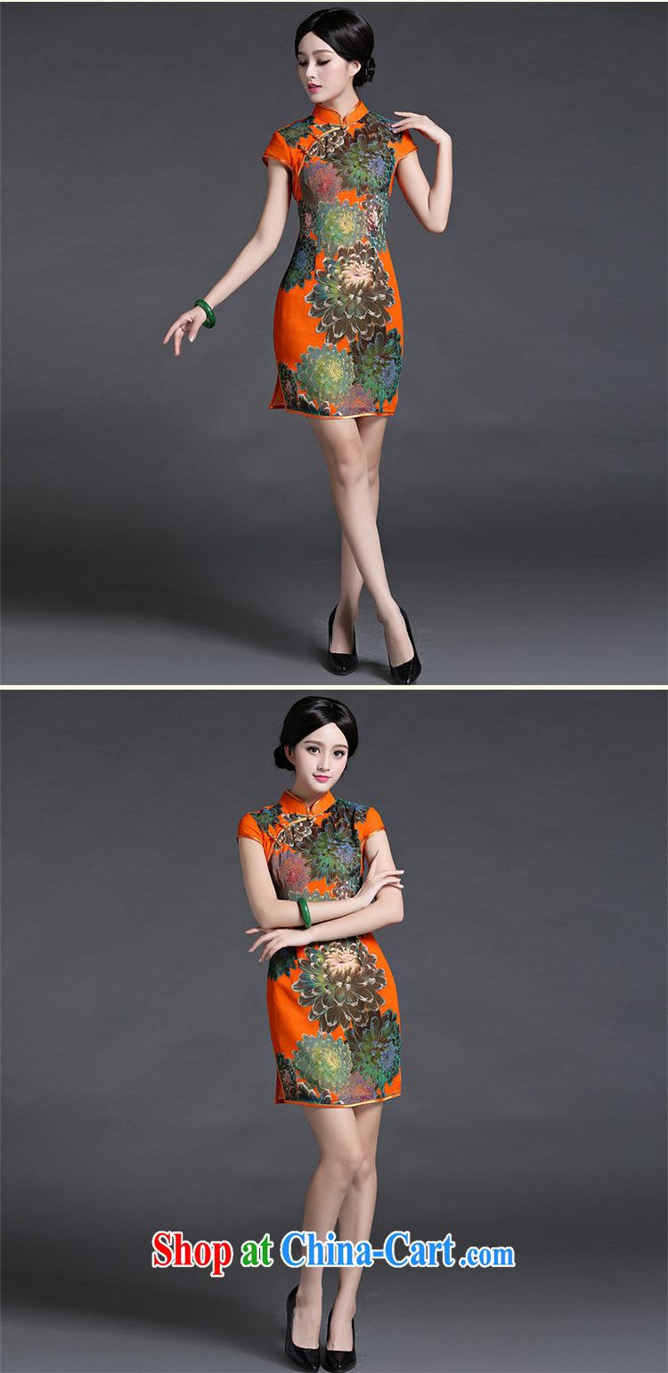 China classic spring and summer new, Ms. daily short cheongsam dress retro improved stylish and elegant arts van orange XL pictures, price, brand platters! Elections are good character, the national distribution, so why buy now enjoy more preferential! Health