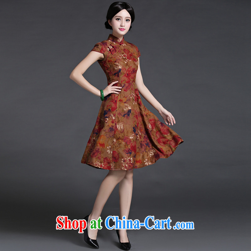China classic 2015 Chinese classical literature and cultivating silk Ethnic Wind short-sleeved dresses girls summer small fragrant wind suit L, China Classic (HUAZUJINGDIAN), online shopping