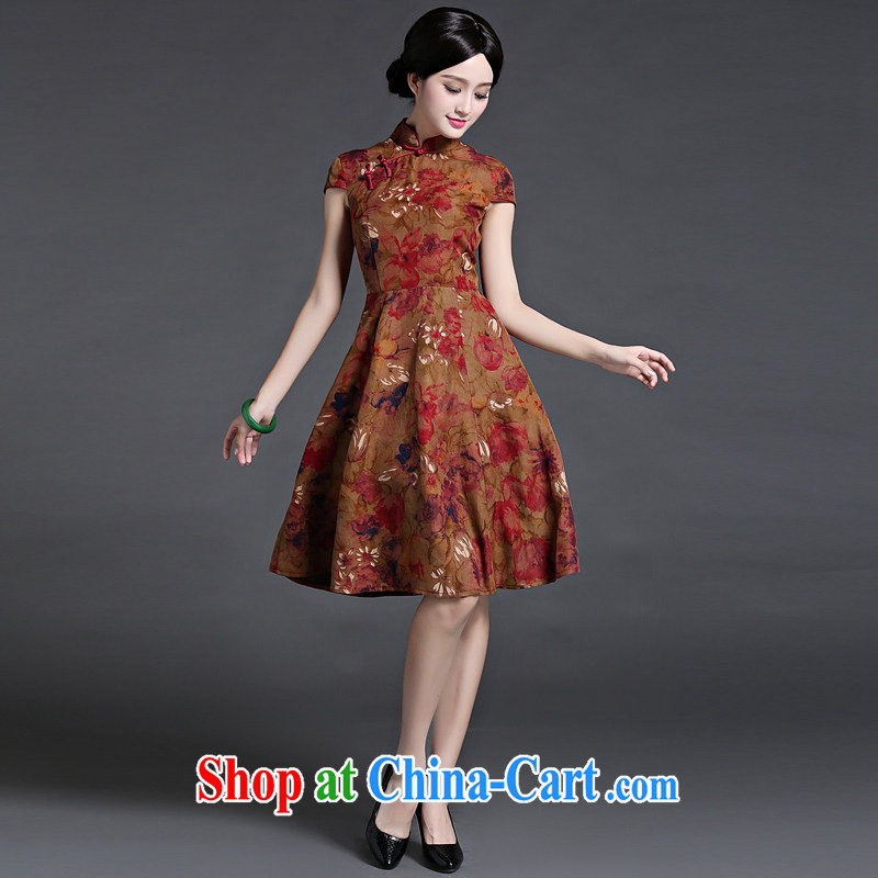 China classic 2015 Chinese classical literature and cultivating silk Ethnic Wind short-sleeved dresses girls summer small fragrant wind suit L, China Classic (HUAZUJINGDIAN), online shopping