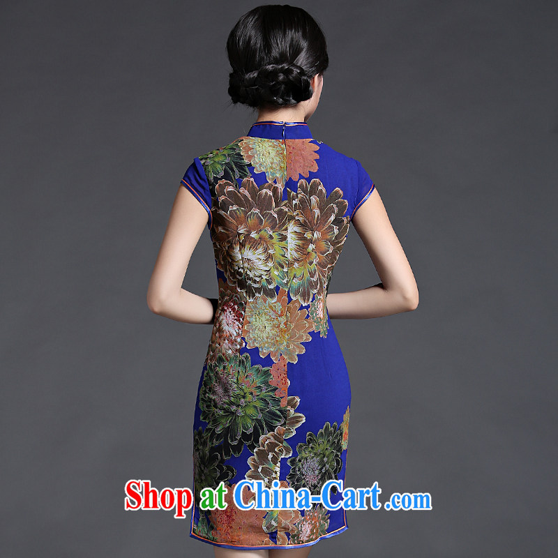 China classic retro everyday dresses dresses girls improved daily video thin short spring and summer elegant graphics thin beauty blue XL, China Classic (HUAZUJINGDIAN), online shopping
