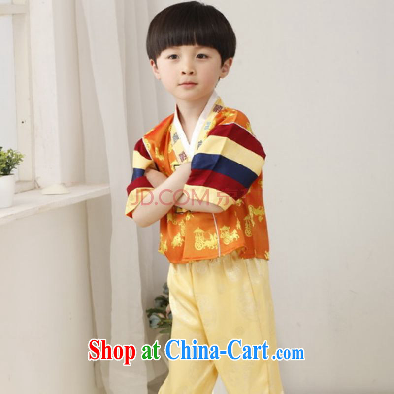 On Shanghai and optimize purchase children's Chinese qipao two-piece children's Tang mounted kit and replace the long this exercise clothing yellow height 130 CM, Shanghai, optimize, and shopping on the Internet