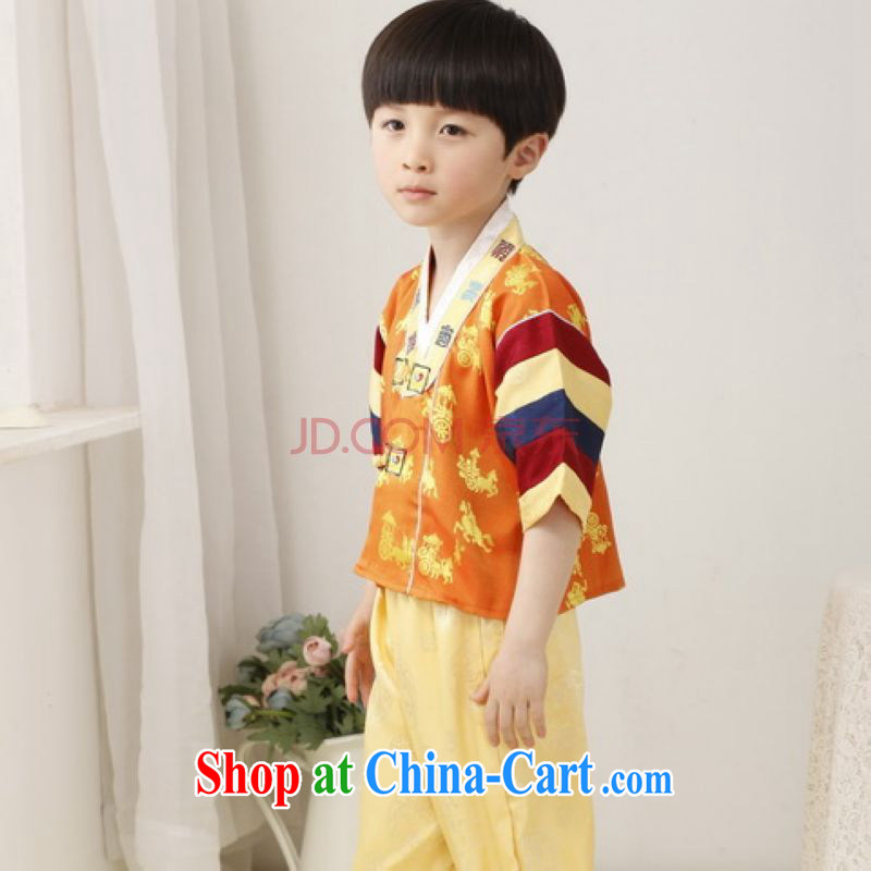 On Shanghai and optimize purchase children's Chinese qipao two-piece children's Tang mounted kit and replace the long this exercise clothing yellow height 130 CM, Shanghai, optimize, and shopping on the Internet