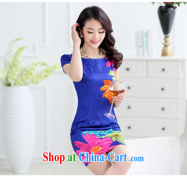Sung Yang 2015 summer new Korean Beauty graphics thin short-sleeved round neck stamp stylish women's clothing cheongsam dress beige XXL pictures, price, brand platters! Elections are good character, the national distribution, so why buy now enjoy more preferential! Health