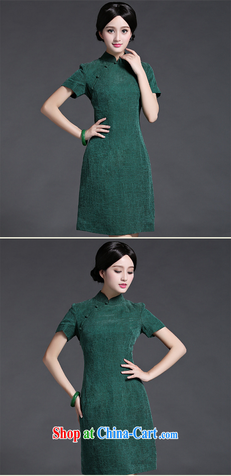 China classic upscale silk fragrant cloud by day Chinese cheongsam dress, short, 2015 spring and summer New Green XXL pictures, price, brand platters! Elections are good character, the national distribution, so why buy now enjoy more preferential! Health
