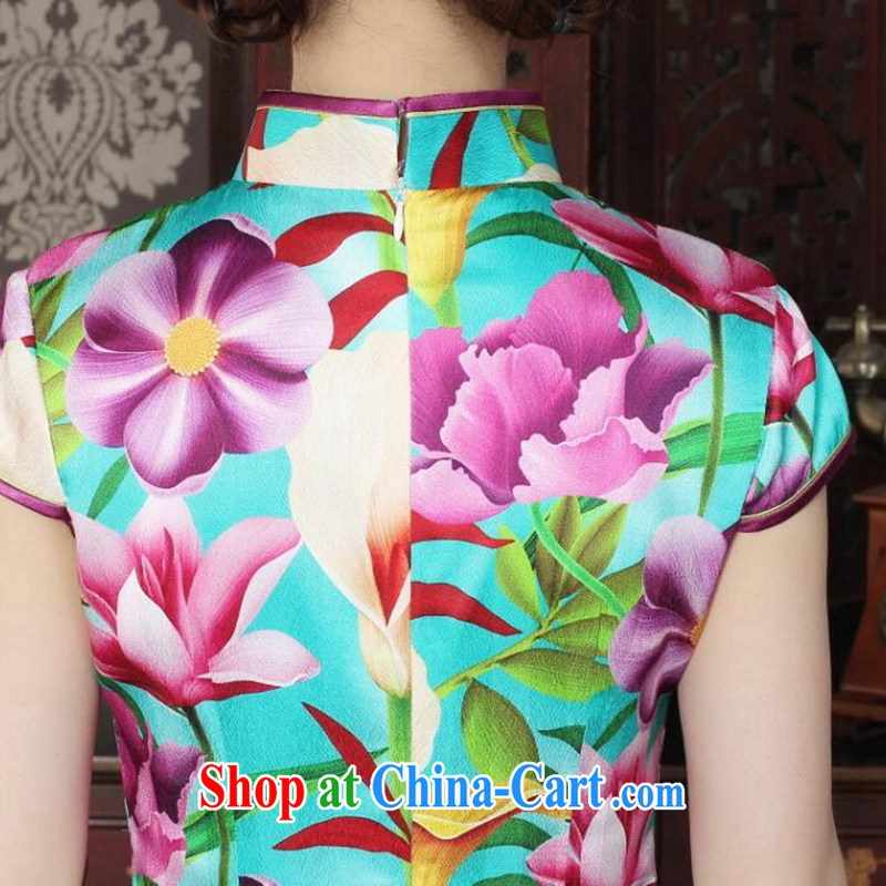 Take the female summer New Silk Cheongsam fashion cheongsam Chinese improved, DOS SANTOS for Silk Cheongsam banquet figure color XL, figure, and shopping on the Internet