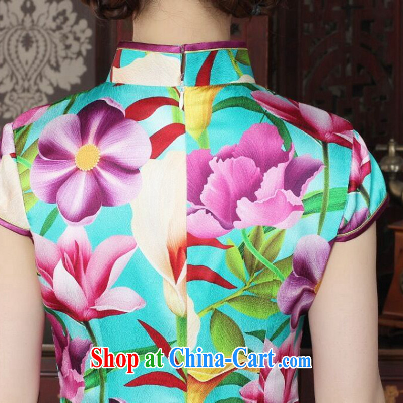 Dan smoke female summer, new Silk Cheongsam fashion cheongsam Chinese improved, DOS SANTOS for Silk Cheongsam banquet figure color XL, Bin Laden smoke, shopping on the Internet