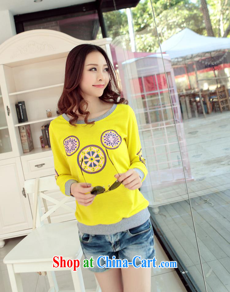 Rachel Deloitte Touche Tohmatsu Deloitte Touche Tohmatsu store sunny store 2015 new spring Korean female long-sleeved round-style solid retro stamp T shirts yellow XL pictures, price, brand platters! Elections are good character, the national distribution, so why buy now enjoy more preferential! Health