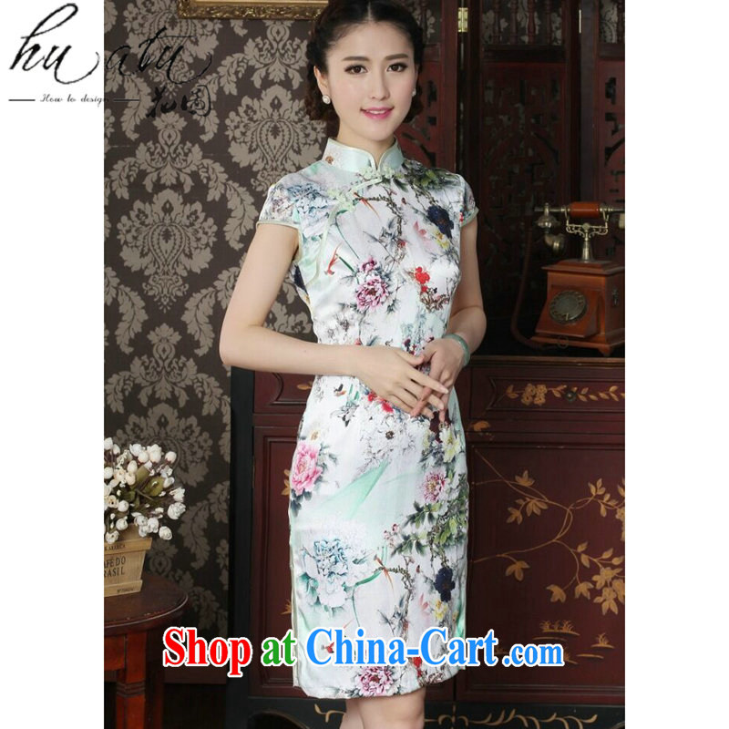 Take the female cheongsam Silk Cheongsam Chinese improved, for summer is manually switched back stylish sauna Silk Dresses such as the color 2 XL, spend figure, and shopping on the Internet
