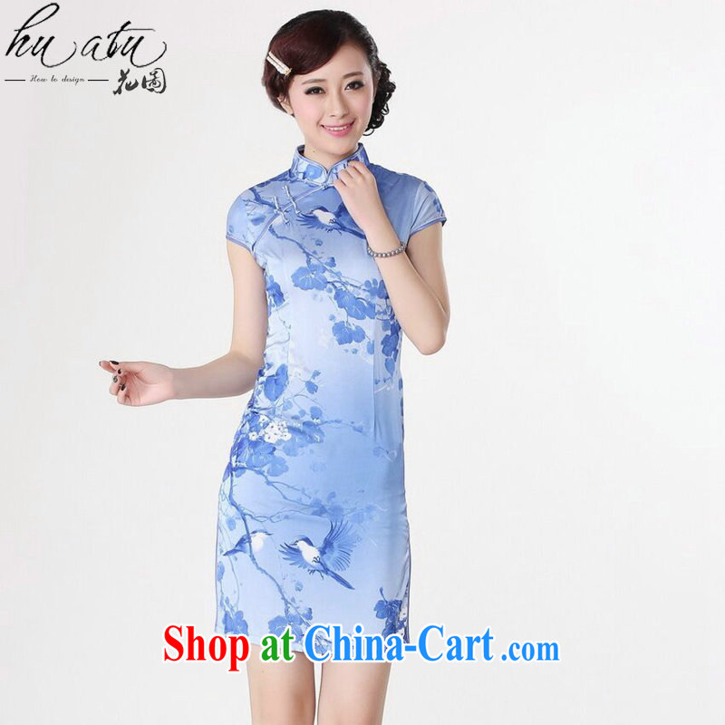 spend the summer outfit New female Chinese improved, for Chinese painting hand-painted silk mercers a tight short dresses such as the color 2 XL, figure, and shopping on the Internet