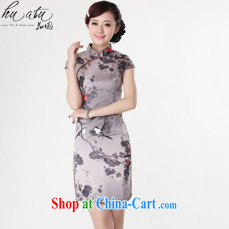 spend the summer dresses Women's clothes Chinese improved version, for a tight flower water ink printing and dyeing short dresses such as the color 2 XL, spend figure, and shopping on the Internet