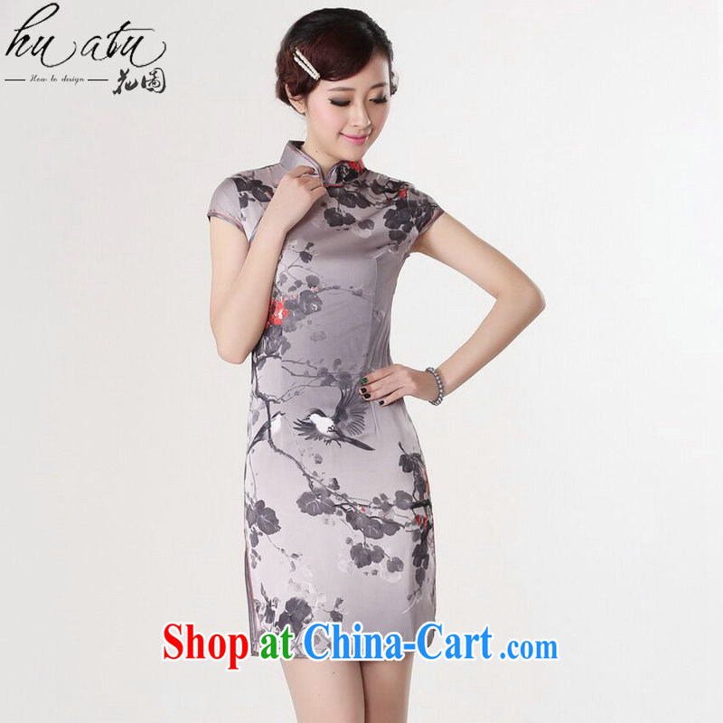 spend the summer dresses Women's clothes Chinese improved version, for a tight flower water ink printing and dyeing short dresses such as the color 2 XL, spend figure, and shopping on the Internet