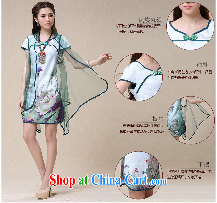 Regalia Serviced woven 2015 spring and summer girls dresses Ethnic Wind cultivating Lotus stamp dresses qipao Web yarn two-piece skirt China wind antique dresses light green L pictures, price, brand platters! Elections are good character, the national distribution, so why buy now enjoy more preferential! Health
