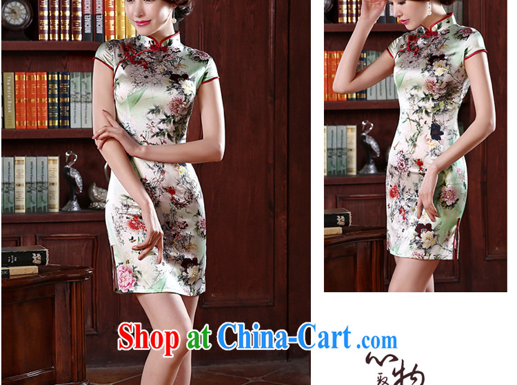 pro-am 2015 New Silk Cheongsam spring and summer is short, short-sleeved female sauna Silk Dresses daily dress improved stylish short 3 XL pictures, price, brand platters! Elections are good character, the national distribution, so why buy now enjoy more preferential! Health