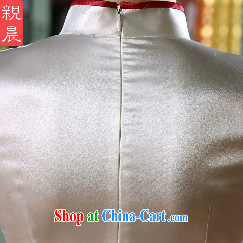 pro-am 2015 New Silk Cheongsam dress spring and summer is short, DOS SANTOS day Silk Cheongsam dress improved stylish short XL, pro-am, and shopping on the Internet