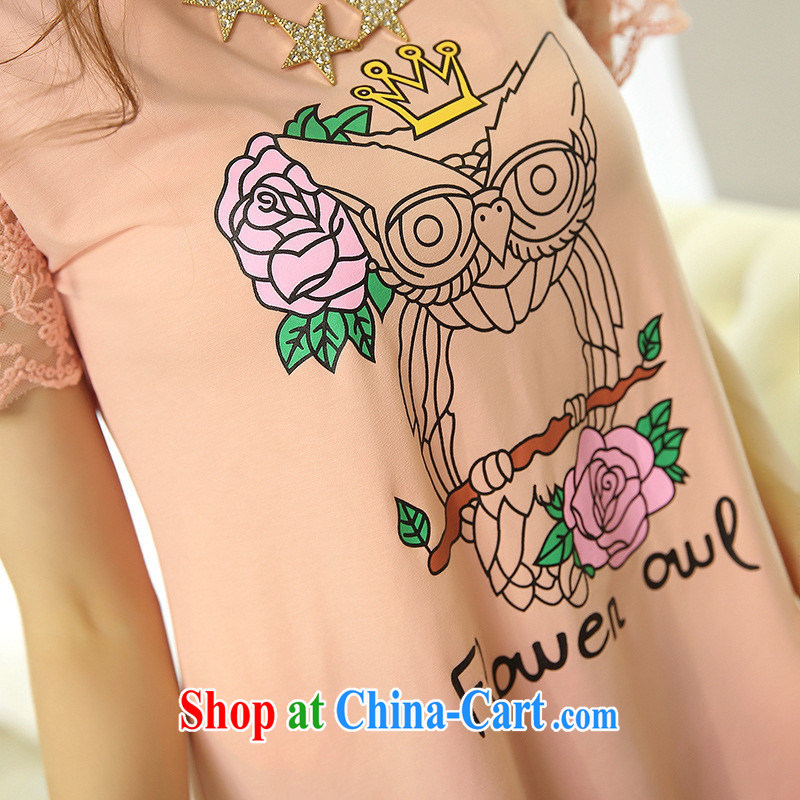 For health concerns women * 2015 New Spring Summer ground 100 ultra-looking owl short-sleeved cultivating T shirt gray 3 XL, blue rain bow, and shopping on the Internet