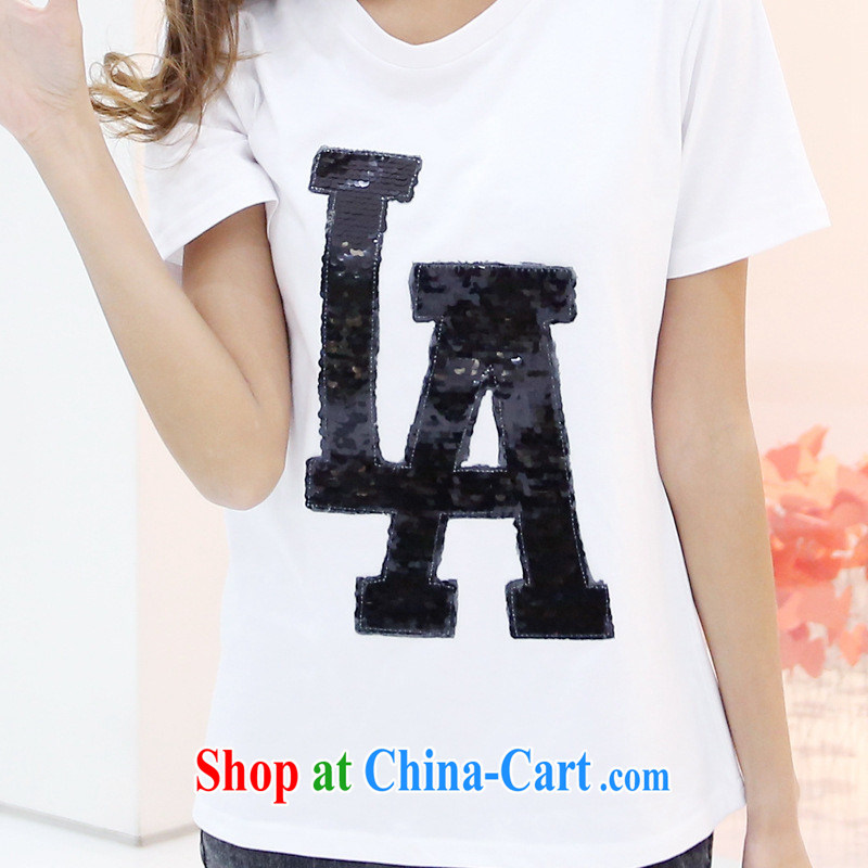 Rachel Deloitte Touche Tohmatsu Deloitte Touche Tohmatsu store sunny store 2015 spring new women explosion in Europe and America, Netherlands solid letter graphics thin short-sleeved T shirt white L, GENYARD, shopping on the Internet