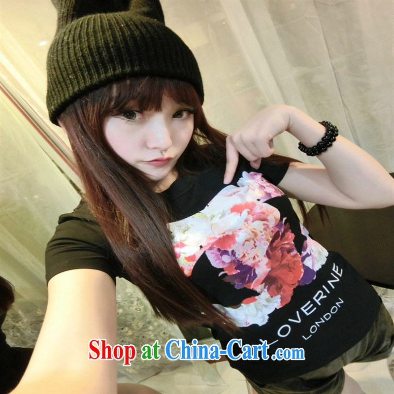 Rachel Deloitte Touche Tohmatsu Deloitte Touche Tohmatsu store sunny store 2015 spring and summer, the explosion in Europe, female solid T-shirt double C floral beauty T shirt black, code, GENYARD, shopping on the Internet