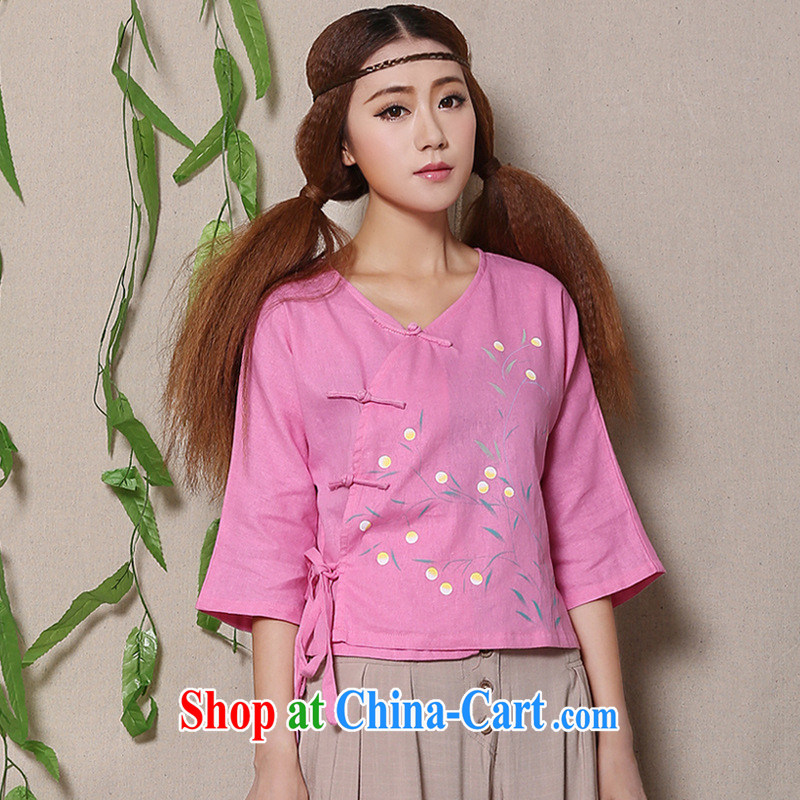 Health concerns women * National 2015 summer new, hand-painted cotton the fresh arts 100 a Chinese lady Chinese T-shirt F 2586 M pink, blue rain bow, and shopping on the Internet