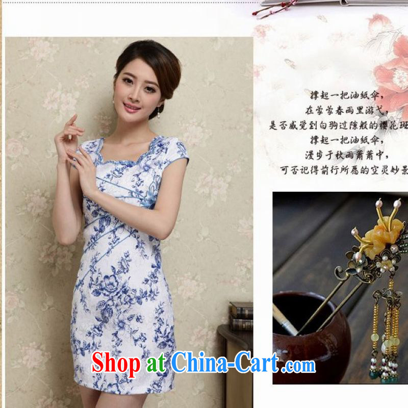 100 million Dollar city dress summer 2015 new improved stylish daily short blue and white porcelain cheongsam dress beauty package and short skirts girls summer 7286 blue XXL, 100 million dollar City, shopping on the Internet