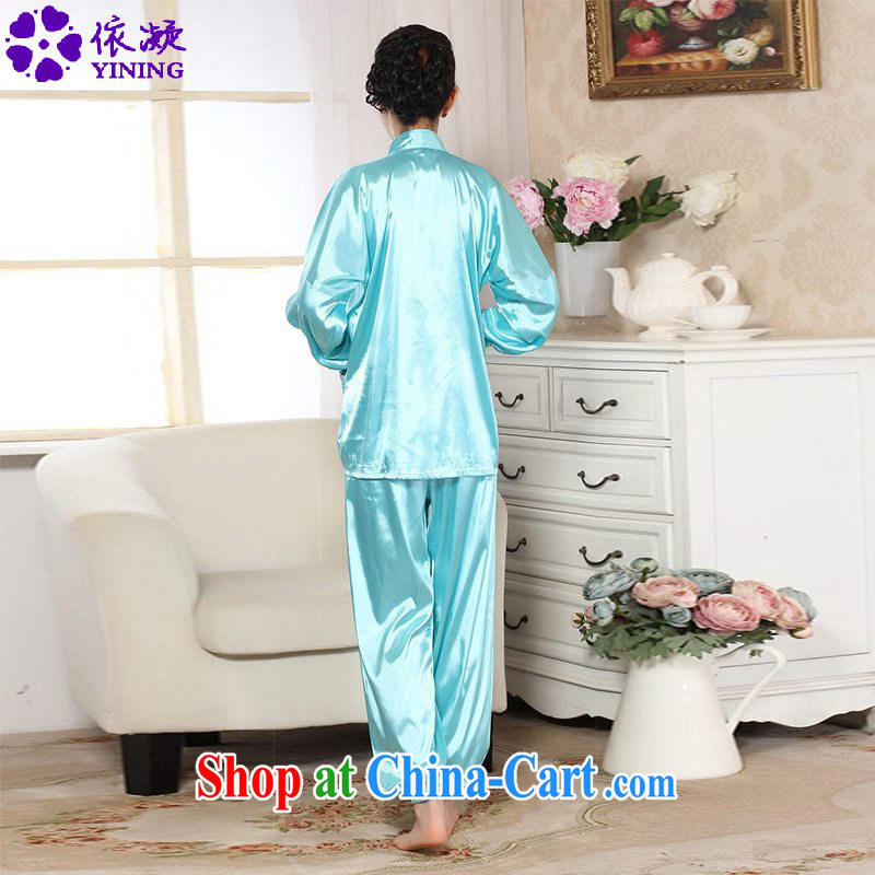 According to fuser stylish new middle-aged and older women with Chinese Han-chinese Kit Tai Chi clothing kung fu shirt LGD/M 0048 #Lake blue 2 XL, according to fuser, and shopping on the Internet