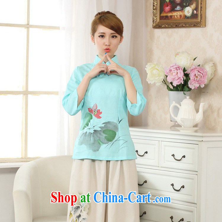 Gel in accordance with new, improved Tang with hand-painted dresses T-shirt cotton linen the Chinese Ethnic Wind girls in short sleeved T-shirt with LGD/A 0078 # -A sky 2 XL pictures, price, brand platters! Elections are good character, the national distribution, so why buy now enjoy more preferential! Health