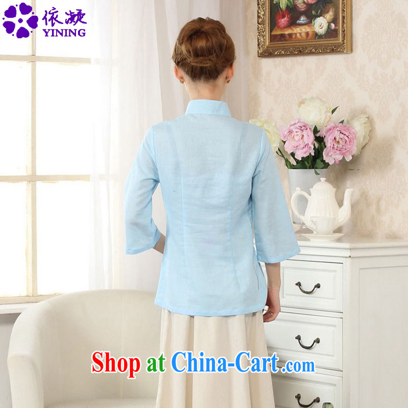 In accordance with fuser new improved Chinese hand-painted dresses T-shirt cotton linen the Chinese Ethnic Wind girls in short sleeved T-shirt with LGD/A 0078 # -A sky 2 XL, according to fuser, and Internet shopping