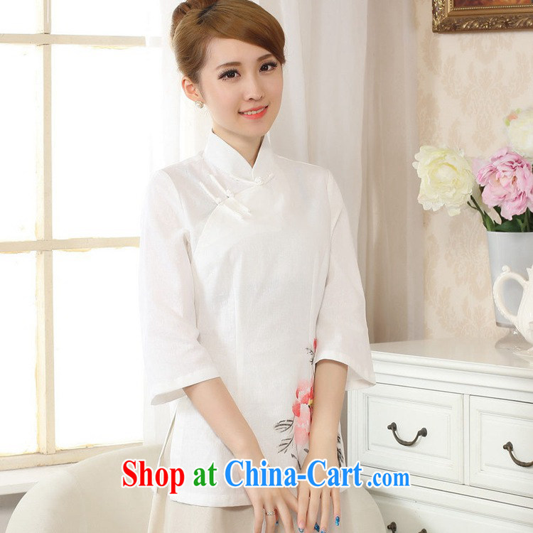 According to fuser stylish new Ethnic Wind improved Chinese blouses cotton Ma hand-painted in short sleeved T-shirt with LGD/A #0077 white 2XL pictures, price, brand platters! Elections are good character, the national distribution, so why buy now enjoy more preferential! Health