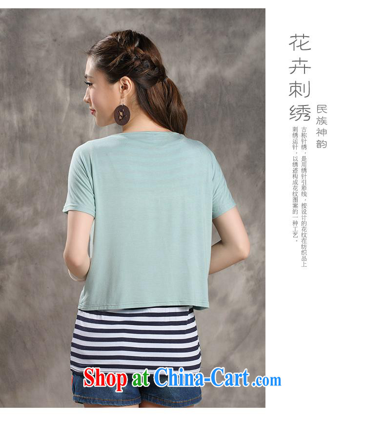 Black butterfly W 8220 National wind women spring and summer new embroidery stripes vest leave of two short-sleeved shirt T light green 2 XL pictures, price, brand platters! Elections are good character, the national distribution, so why buy now enjoy more preferential! Health