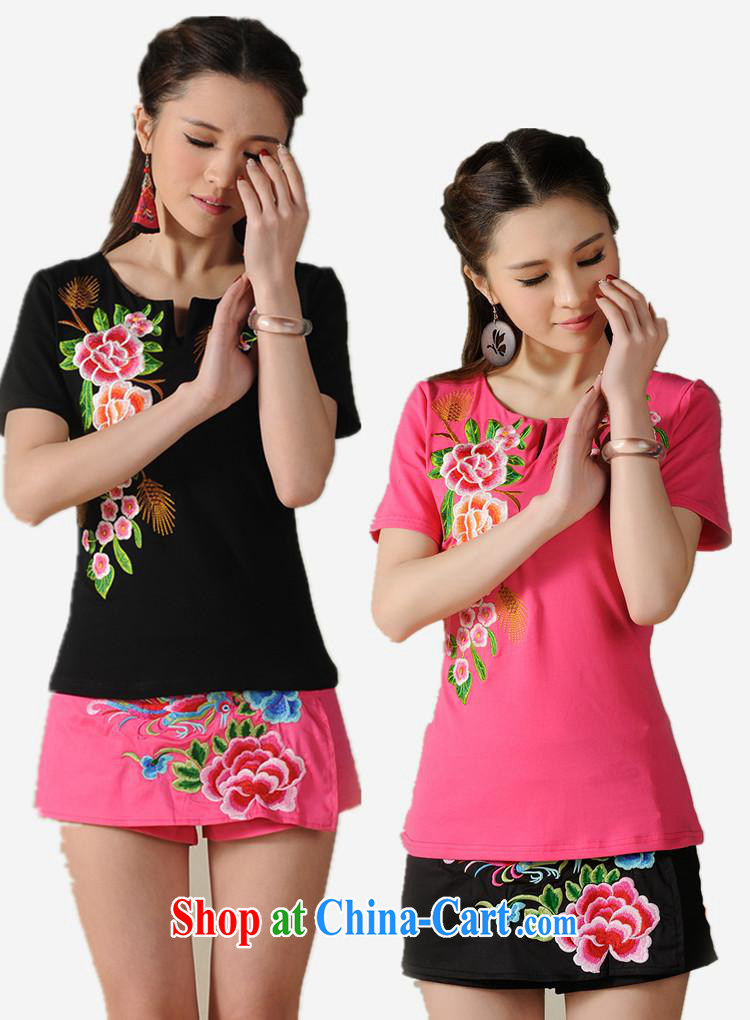 Black butterfly G 2662 National wind women spring and summer new small U collar beautiful embroidered cultivating short-sleeved cotton T 桖 white 3XL pictures, price, brand platters! Elections are good character, the national distribution, so why buy now enjoy more preferential! Health