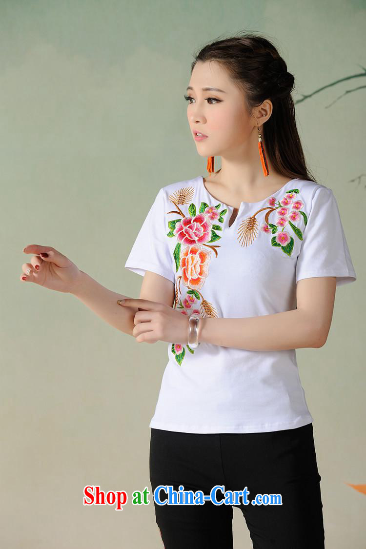 Black butterfly G 2662 National wind women spring and summer new small U collar beautiful embroidered cultivating short-sleeved cotton T 桖 white 3XL pictures, price, brand platters! Elections are good character, the national distribution, so why buy now enjoy more preferential! Health