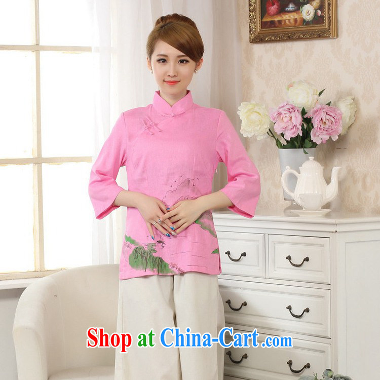 Under the fuser and stylish new retro improved Chinese blouses Classic tray snap hand-painted Sau San Tong with a short-sleeved T-shirt LGD/A 0076 # -B pink 2 XL pictures, price, brand platters! Elections are good character, the national distribution, so why buy now enjoy more preferential! Health