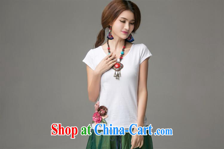 Black butterfly NK 1663 National wind female spring and summer, lap three-dimensional embroidery cultivating short-sleeved cotton shirt T white 3XL pictures, price, brand platters! Elections are good character, the national distribution, so why buy now enjoy more preferential! Health
