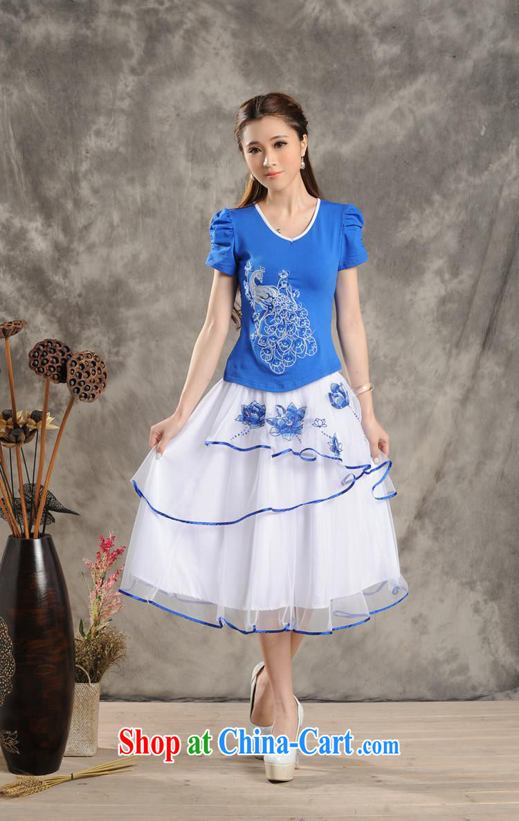 Black butterfly G 2801 National wind female summer, pixel color Peacock embroidery cotton round-collar short-sleeve T 桖 girls blue 2 XL pictures, price, brand platters! Elections are good character, the national distribution, so why buy now enjoy more preferential! Health