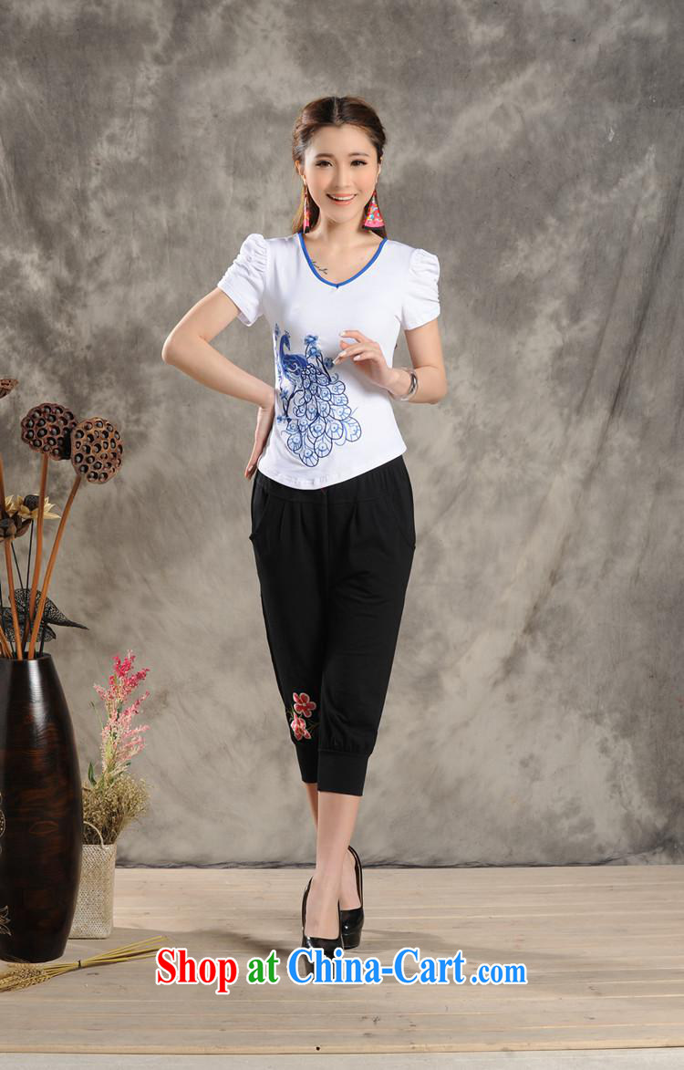 Black butterfly G 2801 National wind female summer, pixel color Peacock embroidery cotton round-collar short-sleeve T 桖 girls blue 2 XL pictures, price, brand platters! Elections are good character, the national distribution, so why buy now enjoy more preferential! Health