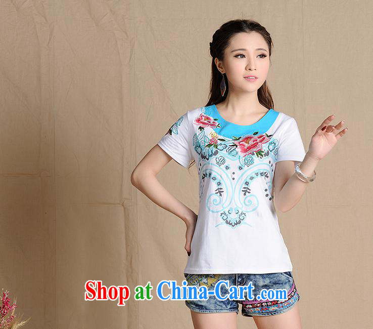 Black butterfly W 8229 National wind women summer new embroidered + stamp duty stitching with cultivating short-sleeved cotton T white 2XL pictures, price, brand platters! Elections are good character, the national distribution, so why buy now enjoy more preferential! Health